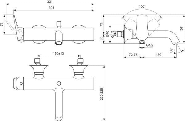 Ideal Standard La Dolce Vita Badearmatur Aufputz Chrom – Einhandhebelmischer mit Umstellung