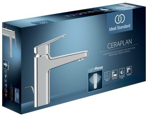 Ideal Standard Ceraplan Waschtischarmatur H75 mit Ablaufgarnitur, Ausladung 104 mm, Chrom, Easyfix