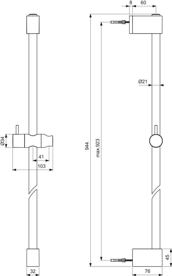 Ideal Standard Idealrain Brausestange 900 mm Chrom – Höhenverstellbar & Verdeckte Befestigung