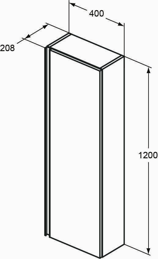 IDEAL STANDARD Halb-Hochschrank CONNECT E 1 Tür, 400x208x1200 mm, Walnuss Dunkel – Wandhängend mit Softclose