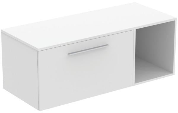 Ideal Standard i.life B Möbel-Set 120 cm mit Auszug & offenem Fach, Chrom/Weiß matt