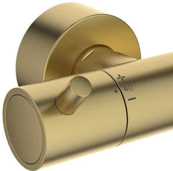 Ideal Standard Duschsystem Ceratherm T125 mit Badethermostat und Regenbrause in Brushed Gold