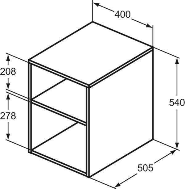IDEAL STANDARD Finesse Seitenelement 400x505x540mm Greige matt – Wandhängend mit 2 offenen Fächern