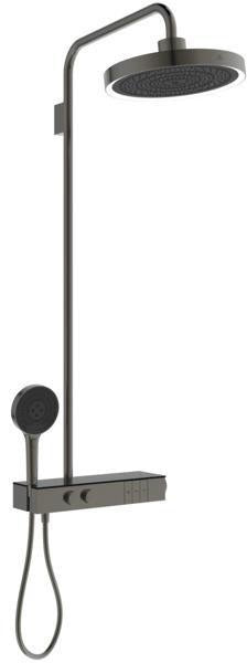 Ideal Standard Duschsystem Ceratherm Solos mit LED-Leuchtring Silver Storm – Thermostat, Kopf- & Handbrause