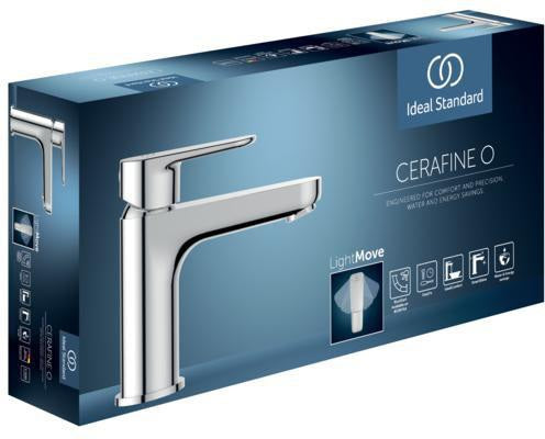 Ideal Standard Cerafine O Waschtischarmatur Chrom 114 mm mit Ablaufgarnitur und Heißwasser-Sparfunktion