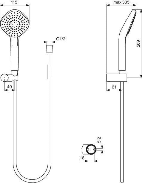 Ideal Standard IS Armaturen-Bundle AP Ceratherm T25 Chrom – Komplettes Duschsystem