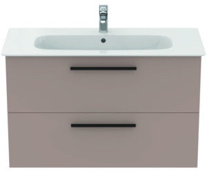 Ideal Standard i.life A Waschtischset 100 cm mit Unterschrank, weiß matt, schwarzer Griff