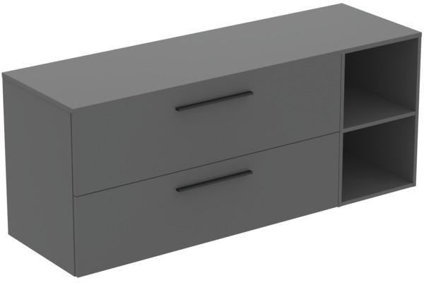 Ideal Standard i.life B Möbel-Set 160 cm mit 2 Auszügen und 2 offenen Fächern in Schwarz Weiß Matt