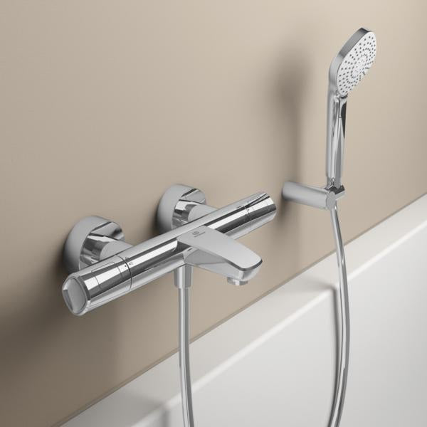 Ideal Standard Badethermostat AP Ceratherm T100, Ausladung 161 mm, Chrom – mit Verbrühschutz