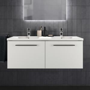 Ideal Standard i.life B Möbel-Doppelwaschtisch 1210 mm Weiß mit Überlauf und 2x 1 Hahnloch