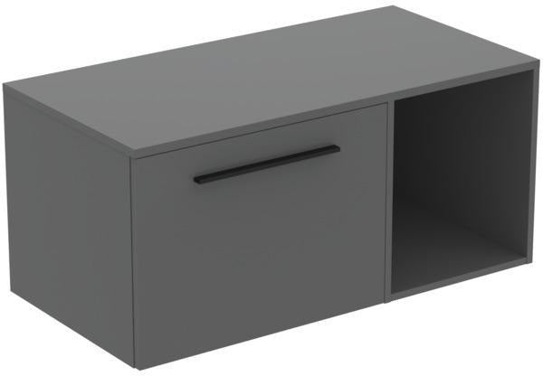 Ideal Standard i.life B Möbel-Set 100 cm – Waschtischunterschrank mit 1 Auszug & offenem Fach, Gr. Schwarz Weiß Matt