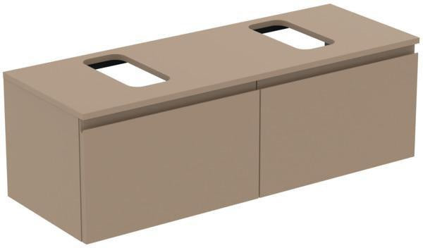 Ideal Standard Finesse Waschtischunterschrank 1200 mm mit 2 Auszügen und Softclose in Greige matt