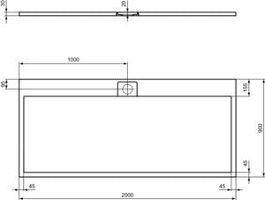 IDEAL STANDARD Ultra Flat S i.life Rechteck-Brausewanne 2000x900x30 mm Carraraweiß
