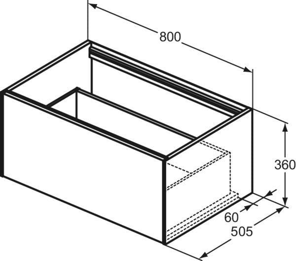 Ideal Standard Conca WT-Unterschrank 800 mm, 1 Auszug, Eiche hell, ohne Platte