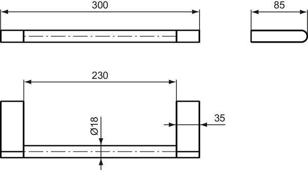 Ideal Standard Handtuchhalter Connect 300 mm Chrom – Wandmontage, Messing, verdeckte Befestigung