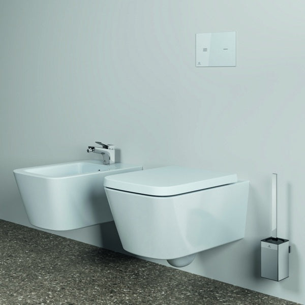 Ideal Standard WC-Bürstengarnitur Conca Cube eckig Brushed Gold – Wandhängend, Messing
