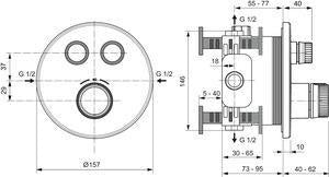 Ideal Standard Ceratherm Navigo Duschsystem Chrom – Armaturen-Paket mit Thermostat & Handbrause
