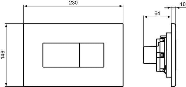 Ideal Standard Betätigungsplatte P2 Solea – Pneumatische Auslösung, Schwarz, 2-Mengen-Technik