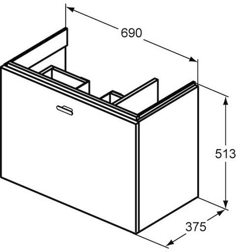 IDEAL STANDARD Connect Space Äußere Auszugsfront 690 mm Nussbaum Dekor für Waschtischunterschrank