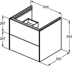 Ideal Standard Conca Waschtischunterbau 600 mm Weiß mit 2 Auszügen und Push-Open