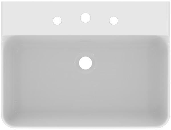 Ideal Standard Conca Aufsatzwaschtisch 600x450x145 mm Weiß, 3 Hahnlöcher, ohne Überlauf