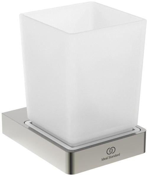 Ideal Standard Zahnputzbecher Conca Cube eckig Brushed Gold – Wandhängend, Glas, Messing