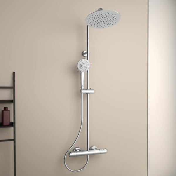 Ideal Standard Duschsystem Ceratherm T50 mit 250 mm Kopfbrause und Thermostat in Chrom