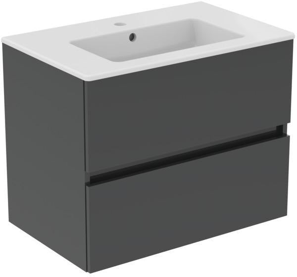 Ideal Standard Eurovit+ Möbelpaket mit Waschtisch 51 cm, Unterschrank 50 cm und 2 Auszügen in Grau
