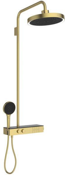 Ideal Standard Duschsystem Ceratherm Solos mit LED-Leuchtring Silver Storm – Thermostat, Kopf- & Handbrause