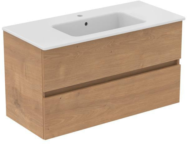IDEAL STANDARD Möbelpaket Eurovit+ mit Waschtisch 101 cm und Unterschrank 100 cm, 2 Auszüge, Weiß/Hellgrau