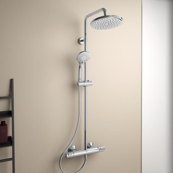 Ideal Standard Duschsystem Ceratherm T25 mit Brausethermostat, Kopf- und Handbrause, Chrom