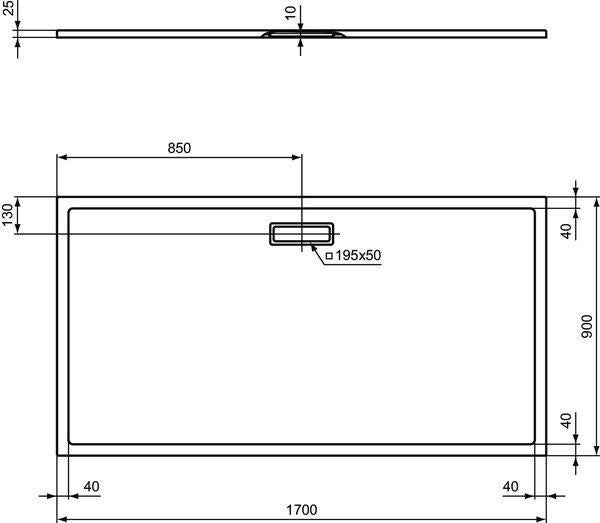 Ideal Standard Rechteck-Brausewanne Ultra Flat New 1700x900x25 mm Weiß – Bodenebener Einbau