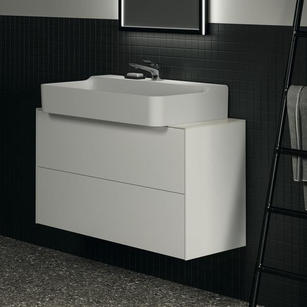 Ideal Standard Waschtischplatte Conca aus Keramik 1002x373x6 mm in Marmor Noir Desir