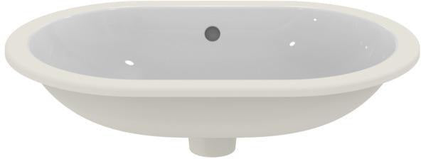 Ideal Standard Unterbauwaschtisch Connect, oval, 620x410 mm, Weiß, ohne Hahnloch, mit Überlauf