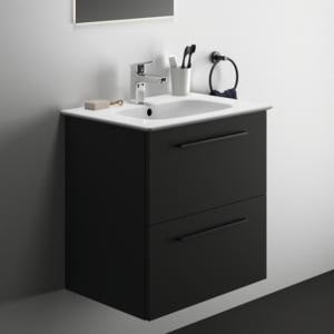 Ideal Standard i.life A Waschtisch-Set 60 cm mit Unterschrank, weiß matt, schwarzer Griff