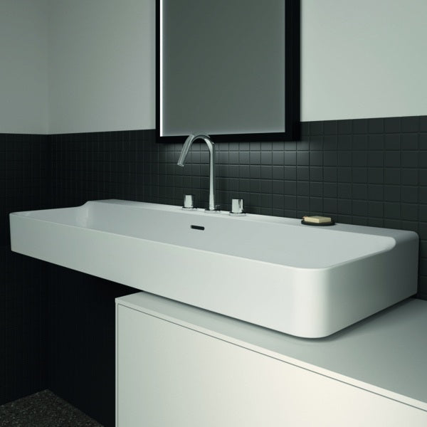 Ideal Standard Waschtisch Conca 1200x450x165mm, 3 Hahnlöcher, mit Überlauf, geschliffen, Weiß