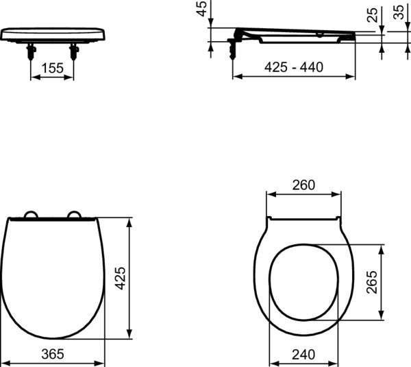Ideal Standard WC-Sitz Tirso Wrapover Softclosing Antibakteriell Weiß Duroplast
