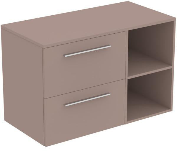 Ideal Standard i.life B Möbel-Set 100 cm – 2 Auszüge, 2 offene Fächer, Chrom/Weiß matt