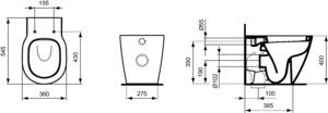 Ideal Standard Standtiefspül-WC Connect, Abgang waagerecht, 360x545x400 mm, Weiß