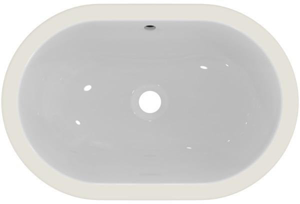 Ideal Standard Unterbauwaschtisch Connect, oval, 620x410 mm, Weiß, ohne Hahnloch, mit Überlauf