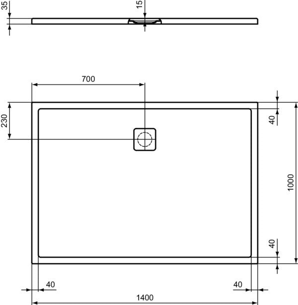 Ideal Standard Rechteck-Brausewanne Ultra Flat Evo 1400x1000x35mm Seidenweiß – Rutschhemmend