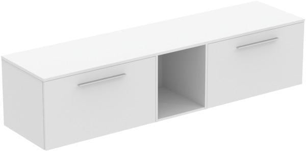Ideal Standard i.life B Möbel-Set 200 cm mit 2 Auszügen und offenem Fach in Chrom Weiß matt
