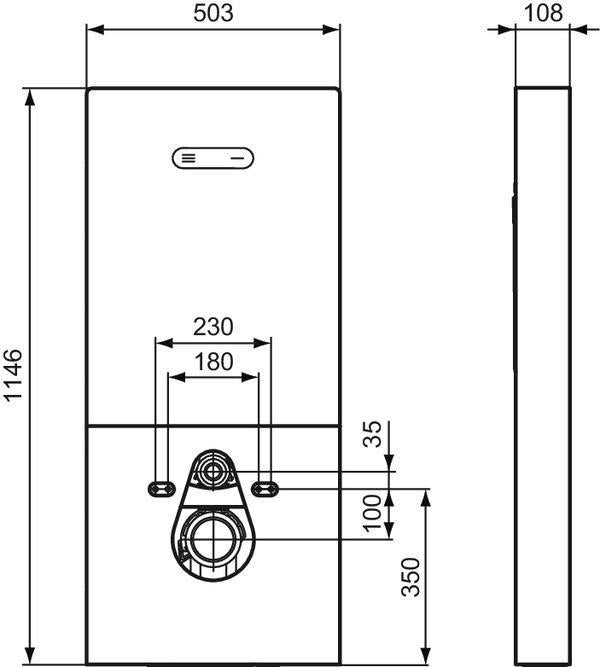 Ideal Standard WC-Element Neox ProSys für Wand-WC, Schwarz – Selbsttragend, 2/7 L Spülung
