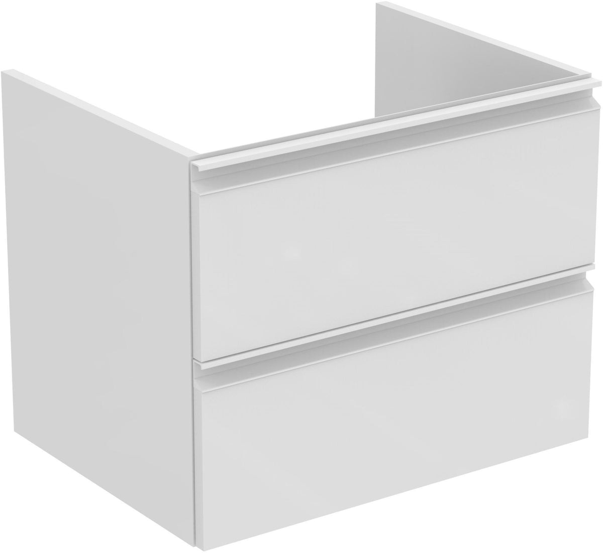 Ideal Standard Connect E Waschtisch/Möbel-Paket 600 mm Weiß/Walnuss Dunkel – 2 Auszüge, Softclose