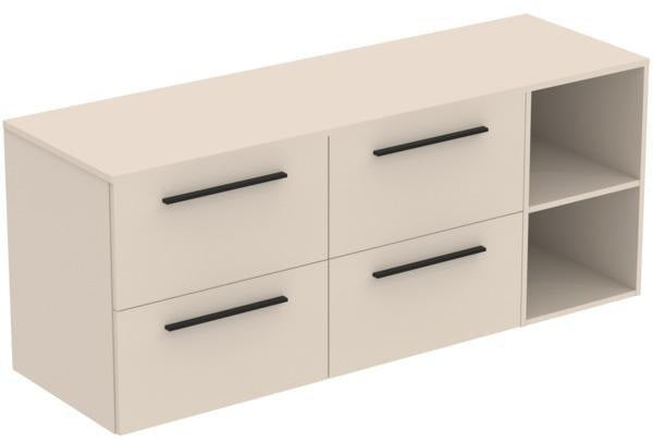 Ideal Standard i.life B Möbel-Set 160 cm – 4 Auszüge, 2 offene Fächer, Gr. Schwarz Weiß matt