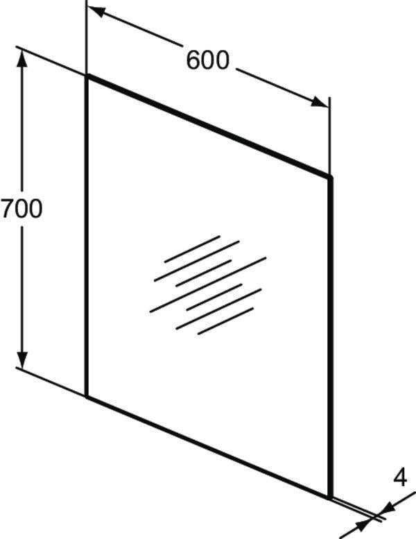 IDEAL STANDARD Mirror&Light Wandspiegel 400x700 mm – Rechteckiger Spiegel mit klarem Glas