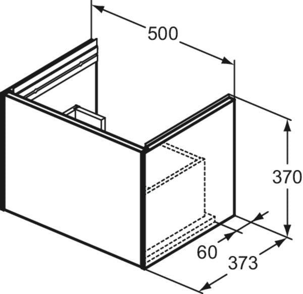 IDEAL STANDARD Conca Möbelwaschtischunterschrank 500 mm, 1 Auszug, Weiß Matt – Wandhängend mit Push-Open und Softclose