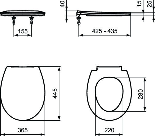 Ideal Standard WC-Sitz Eurovit in Weiß – Duroplast mit Deckel und Edelstahl-Scharnieren