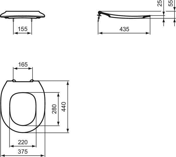 IDEAL STANDARD Contour 21 Schools Kinder-WC-Sitzring 7-11 Jahre, Weiß, Thermoplast, Edelstahl-Scharniere