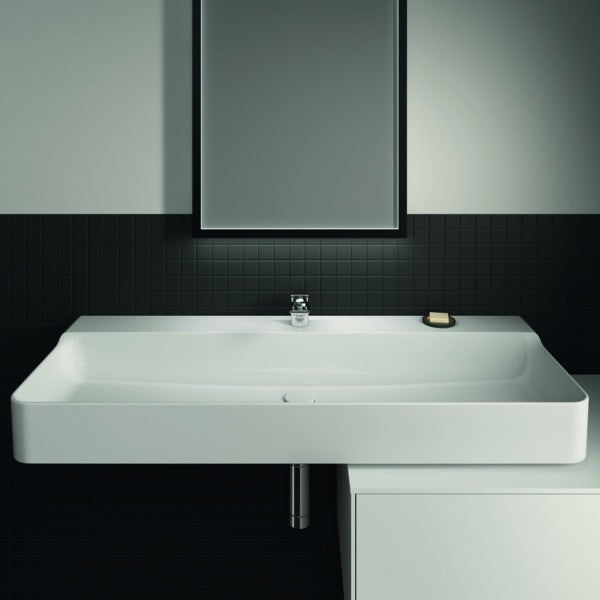 Ideal Standard Conca Aufsatzwaschtisch 1200x450x145mm, 1 Hahnloch, ohne Überlauf, Weiß, geschliffen